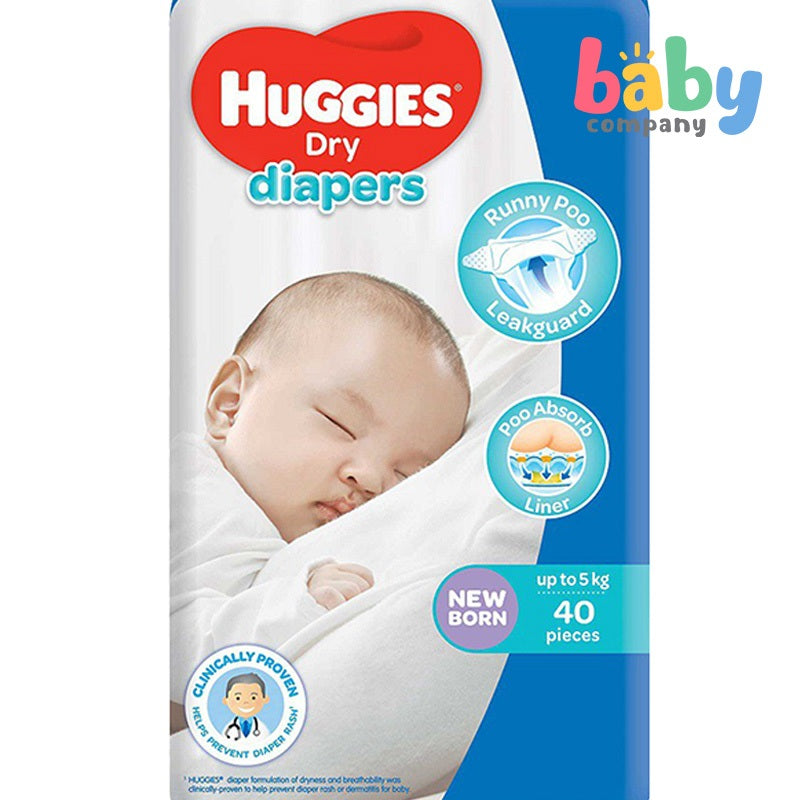 Huggies Dry Taped Diapers Newborn 40s