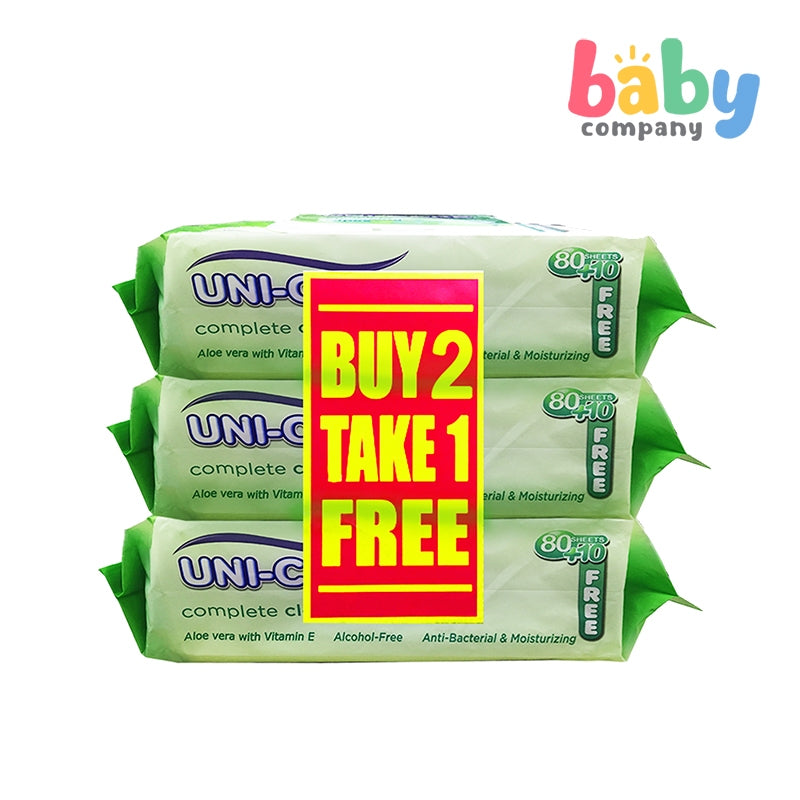 Unicare Cleansing Wipes Aloe Vera with Vitamin E 90 Sheets (Buy 2 Take 1)