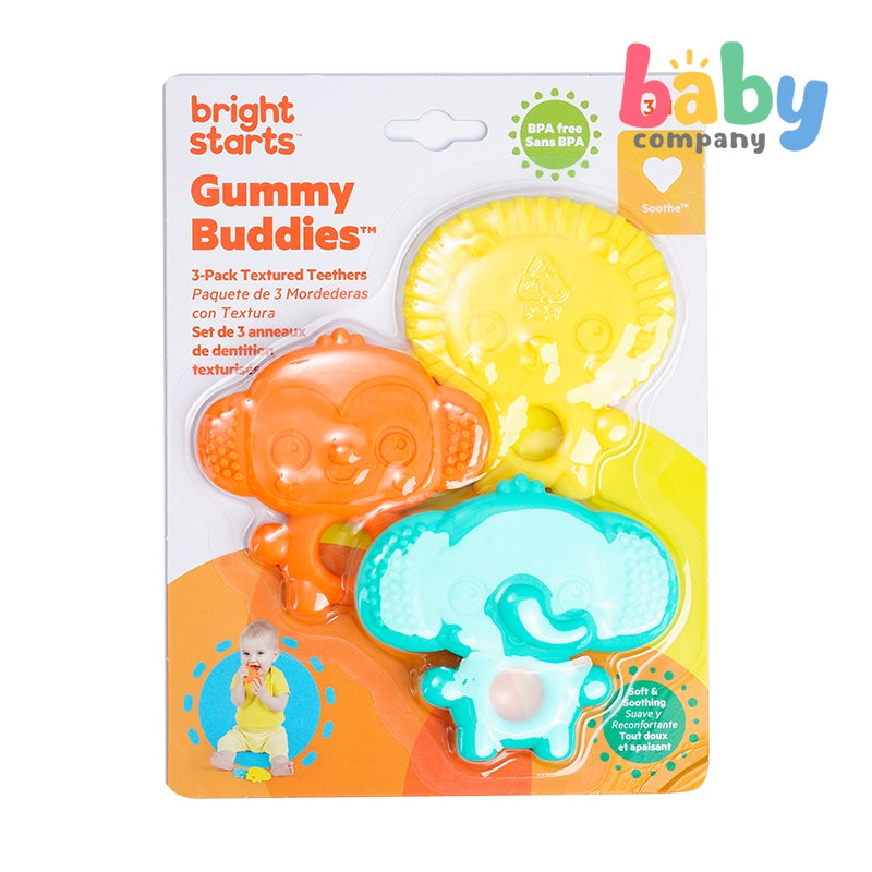 Bright Starts Gummy Buddies 3-Pack Textured Teethers