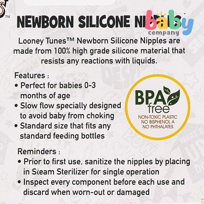 Looney Tunes Standard Newborn Nipples Pack Of 2