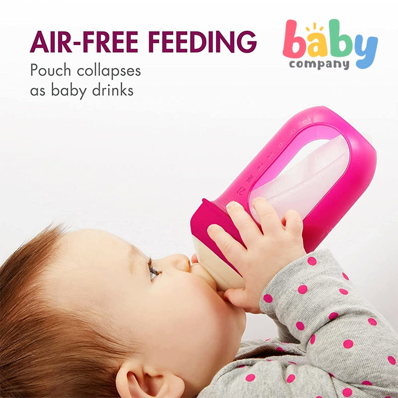 Boon 3-Pack Nursh Silicone Pouch Bottle 4oz/118ml - Pink Set