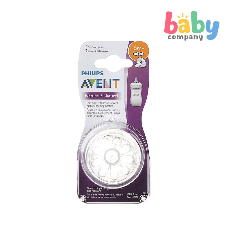 Philips Avent Natural 2.0 2-pack Fast Flow Teats 6mo+