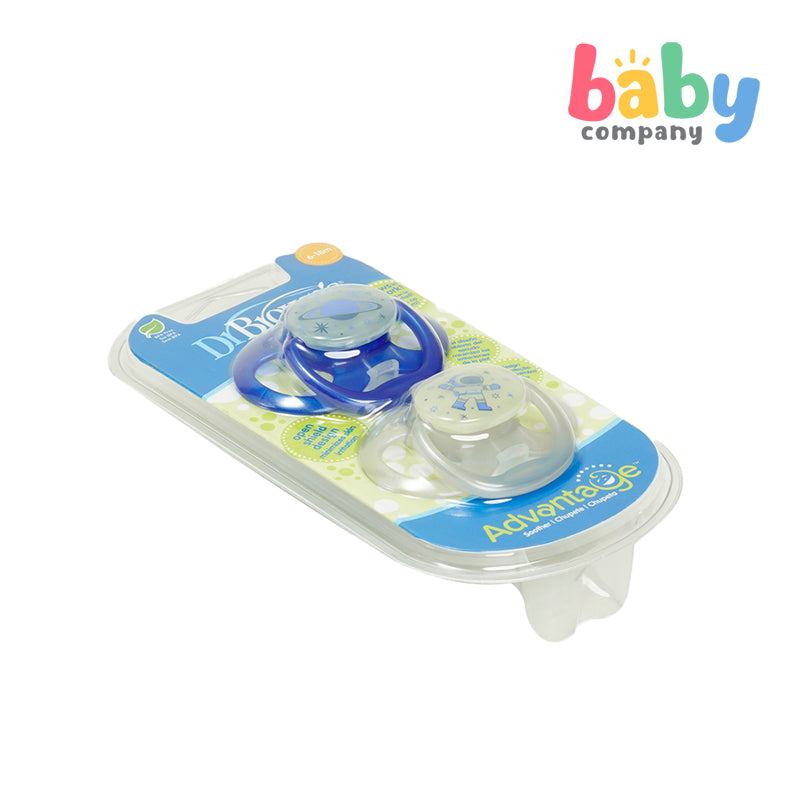 Dr. Brown's Advantage Symmetrical Pacifier with Air Flow, Glow-in-the-Dark, 2-Pack, 6-18m