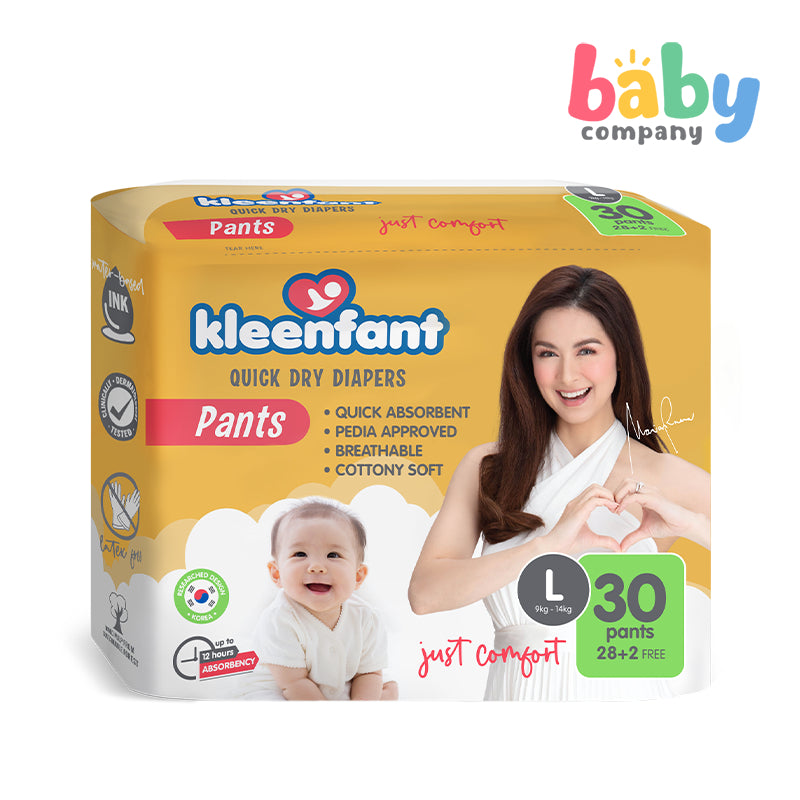 Kleenfant Quick Dry Diaper Pants - Large, 30 Pads