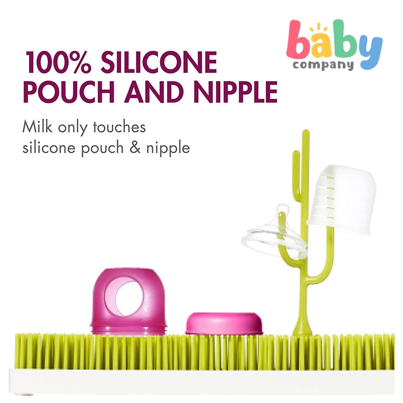 Boon 3-Pack Nursh Silicone Pouch Bottle 4oz/118ml - Pink Set