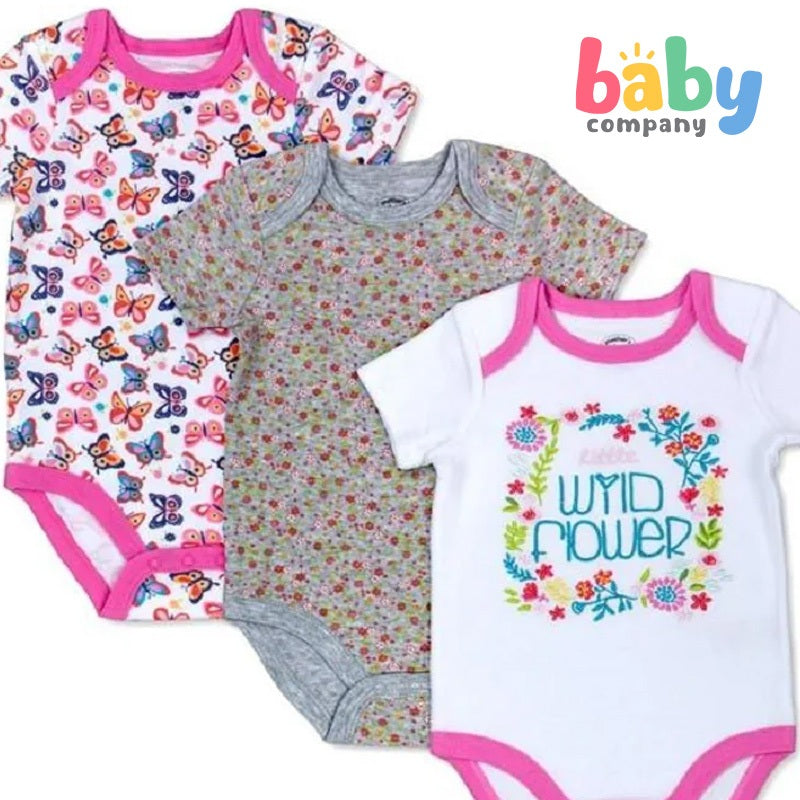 Mother's Choice 3Pcs Bodysuit Set, Little Wild Flower