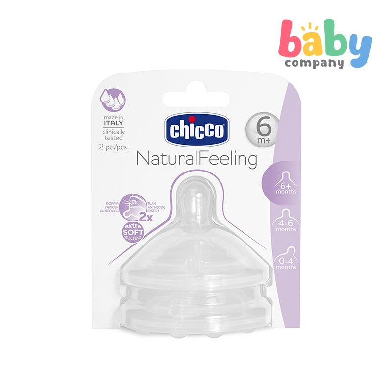 Chicco Natural Feel 2-pack Teats 6M+ Food Flow