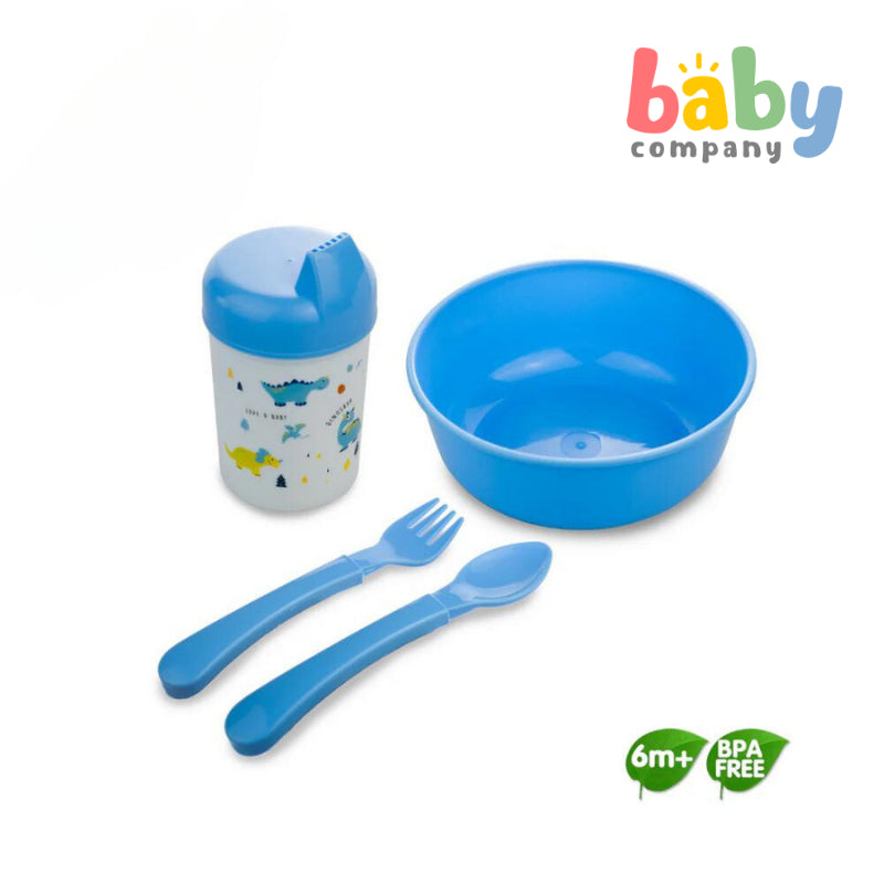 Coral Babies Feeding Set with Bowl, Training Cup, Spoon, and Fork