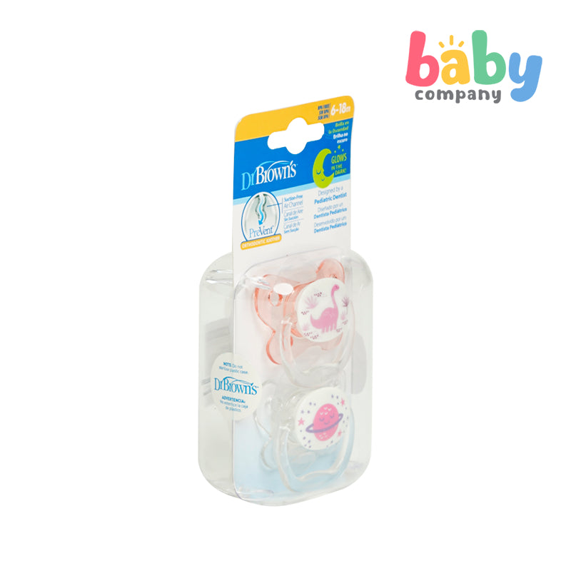 Dr. Brown's PreVent Orthodontic Baby Pacifier, 2-Pack, Pink