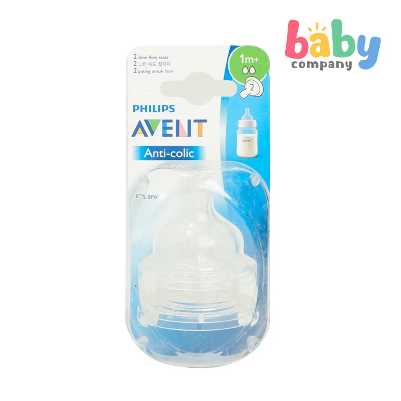 Philips Avent Anti-colic 2-pack Slow Flow Teats 1mo+