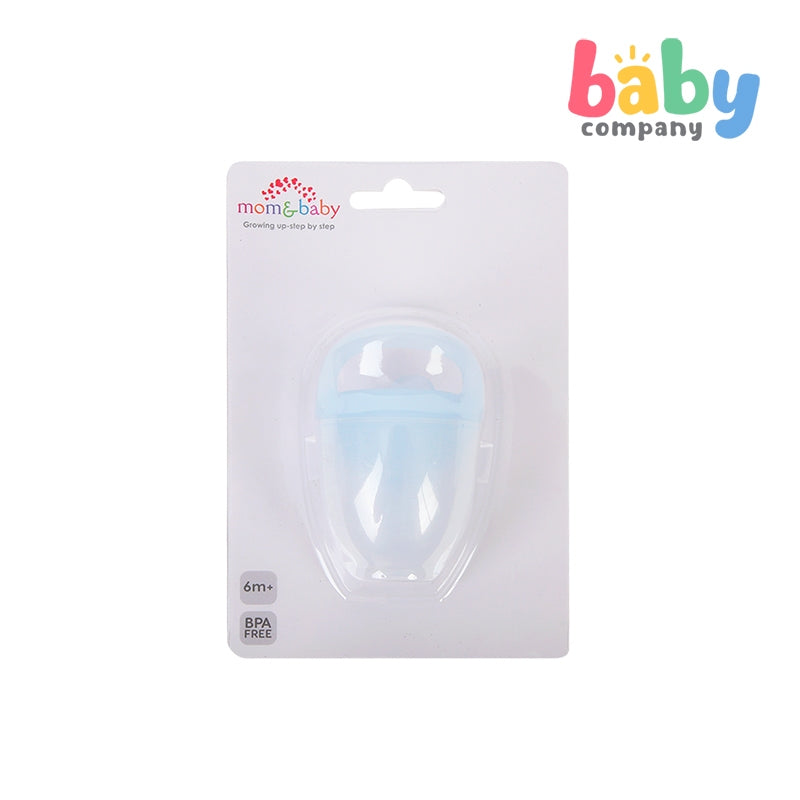 Mom & Baby Silicone Fruit Feeder with Cover - Blue