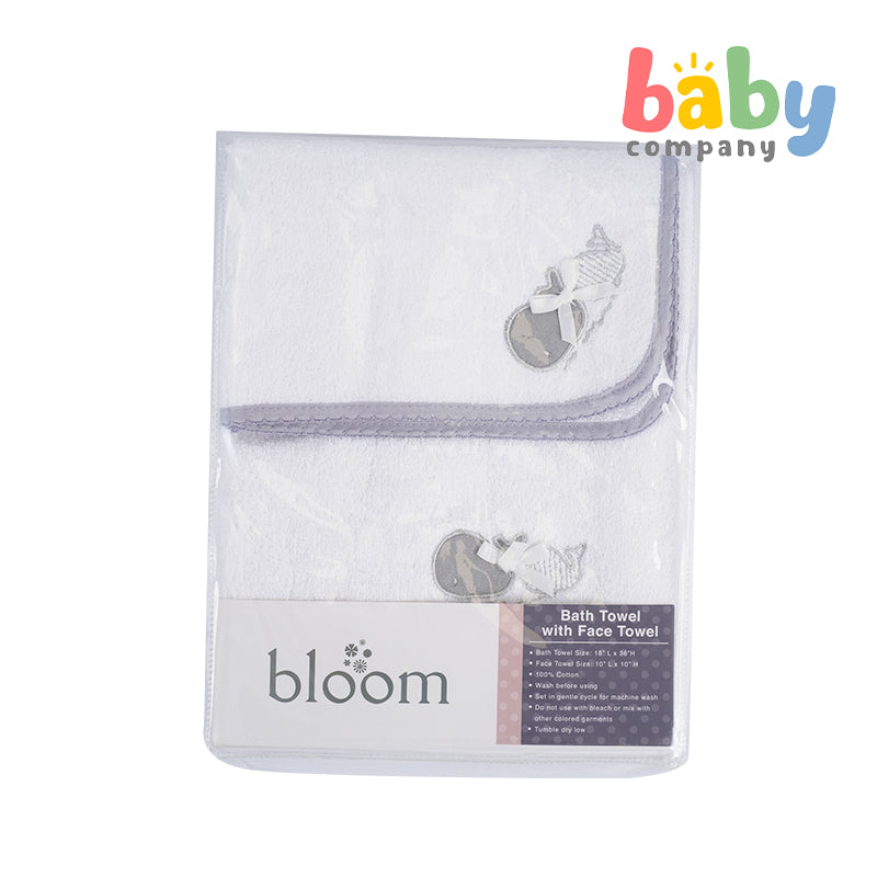 Bloom Bath and Face Towel Set - Gray Whale