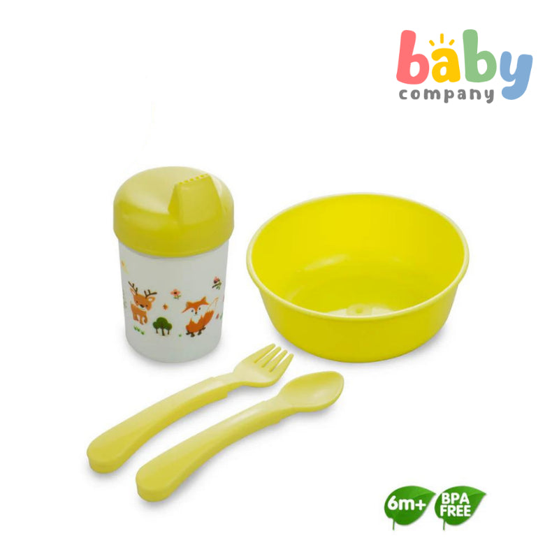 Coral Babies Feeding Set with Bowl, Training Cup, Spoon, and Fork