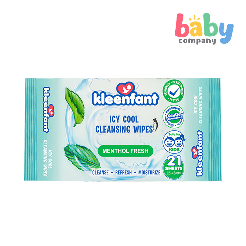 Kleenfant Icy Cool Cleansing Wipes - 21 Sheets x Pack of 5