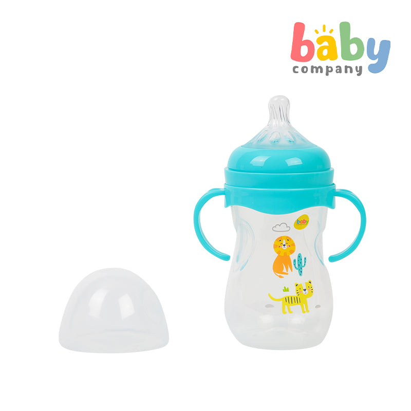 Mom & Baby Wide-Neck Feeding Bottle with Handle, 8oz  - Green