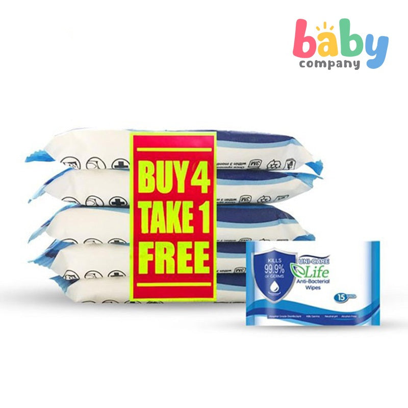 Uni-care Life 4+1 Antibacterial Wipes 15s