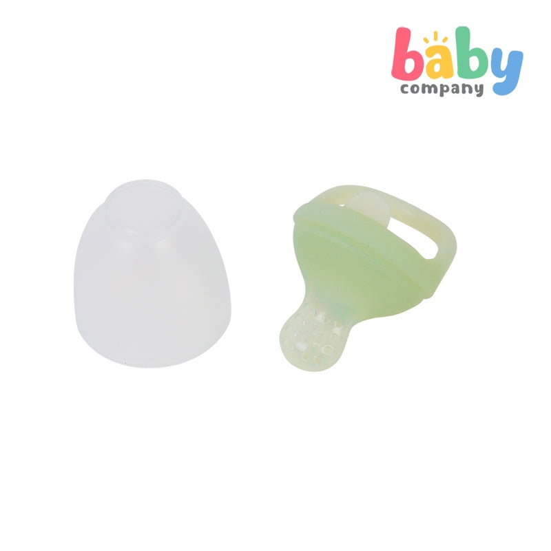 Mom & Baby Silicone Fruit Feeder with Cover - Green