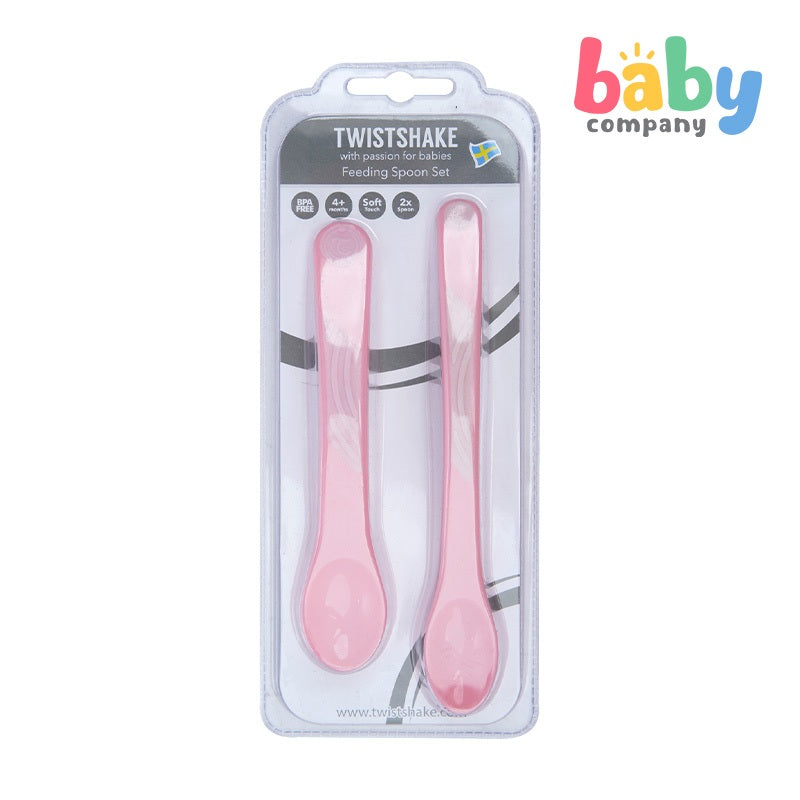 Twistshake Feeding Spoon Set 4+m 2pc/pk - Pastel Pink