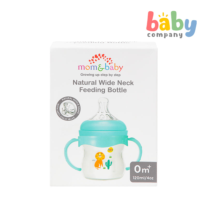 Mom & Baby Wide-Neck Feeding Bottle with Handle 4oz - Green