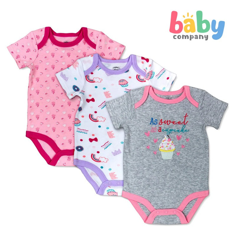 Mother's Choice 3 pcs Bodysuit Set - Sweet Cupcake