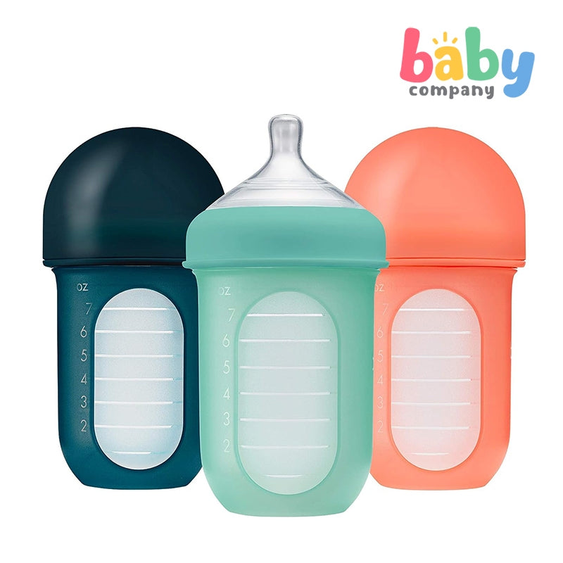 Boon Nursh Silicone Pouch Bottle 8oz / 236ml 3-Pack Multicolor Set