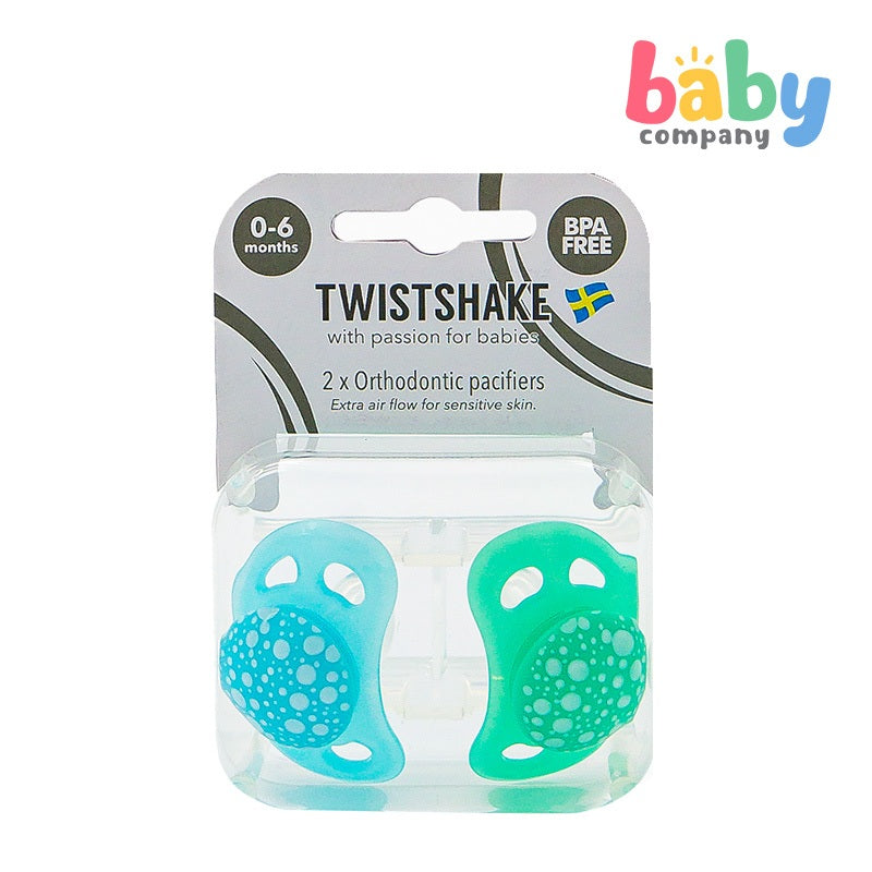 Twistshake Pacifier 0-6m 2pc/pk Pastel Blue Green