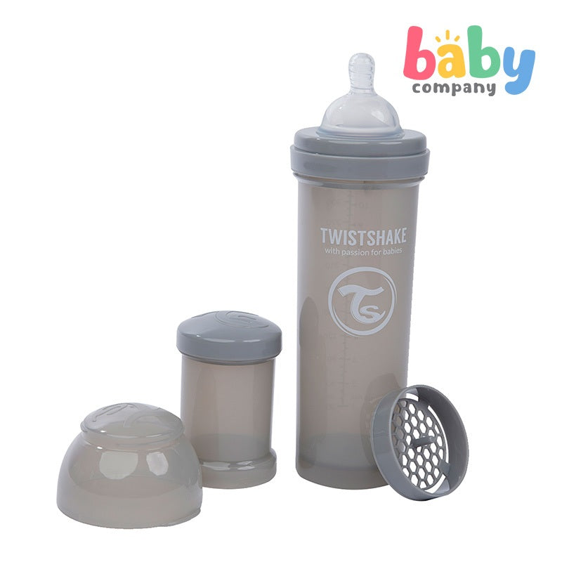 Twistshake Feeding Bottle Anti-Colic 330ml - Pastel Grey