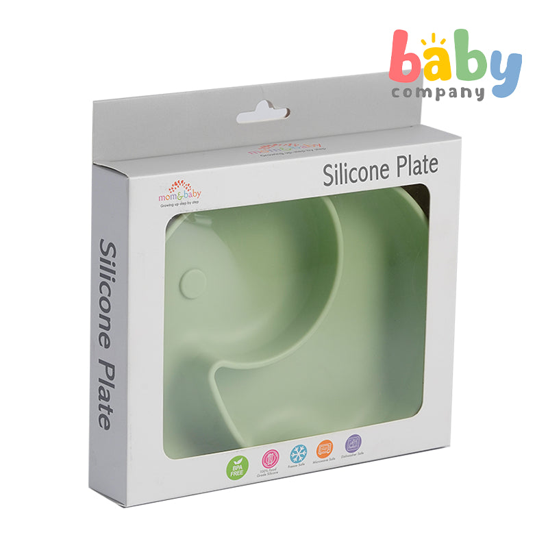 Mom & Baby Silicone Plate, Elephant - Green