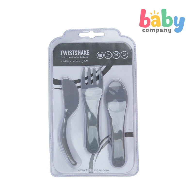 Twistshake Learn Cutlery 6+m - Pastel Grey