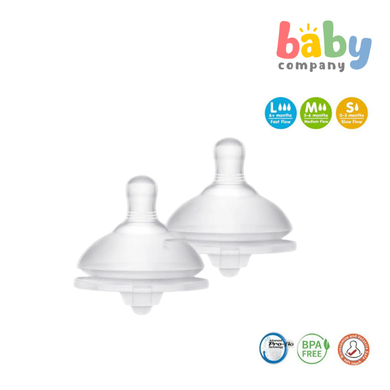 Pur Baby Gentle Touch Wide Neck Silicone Nipple, Pack of 2 - Medium