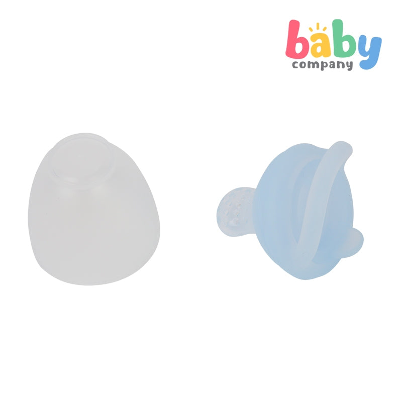 Mom & Baby Silicone Fruit Feeder with Cover - Blue