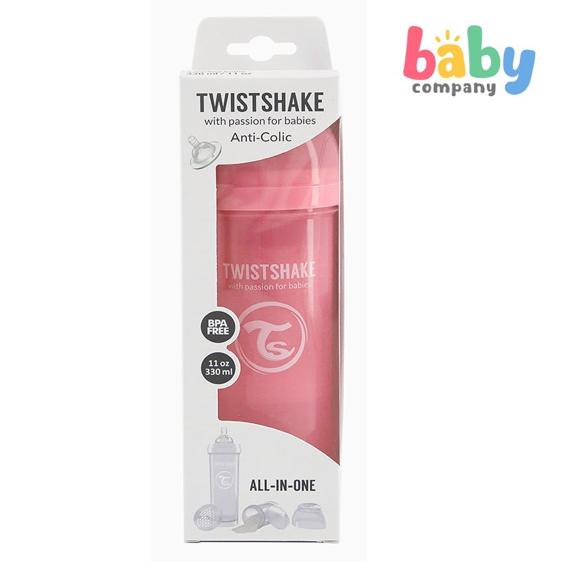 Twistshake Feeding Bottle Anti-Colic 330ml - Pastel Pink