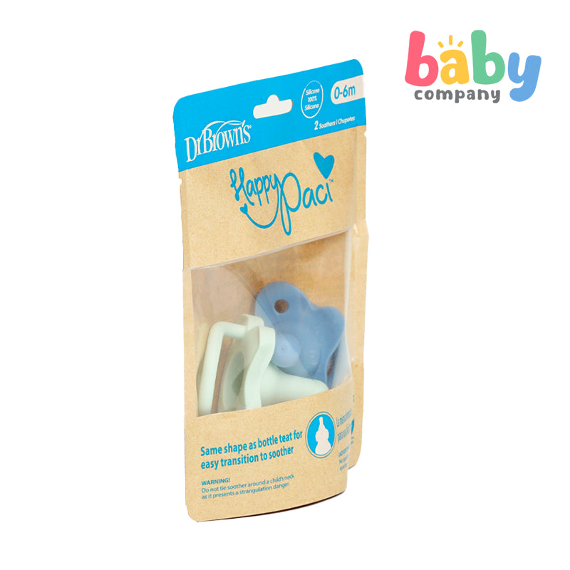 Dr Brown's One-Piece Silicone Soother 2 Pack, 0-6 months