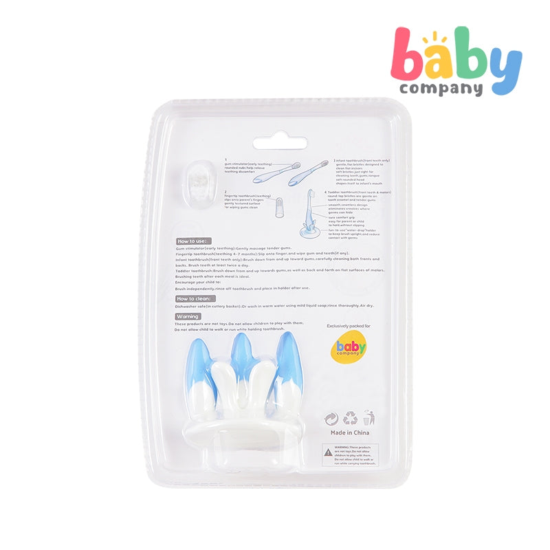 Mom & Baby Silicone Teething Toothbrush Set - Blue