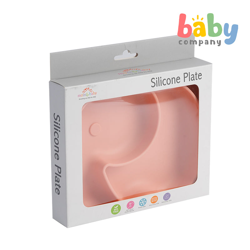 Mom & Baby Silicone Plate, Elephant - Peach