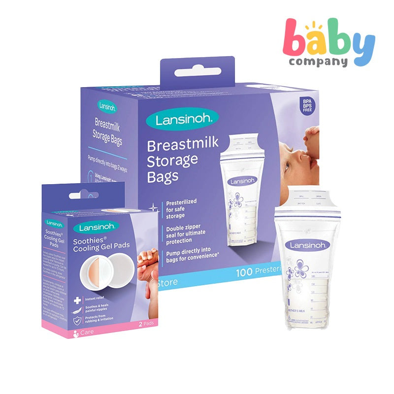 Lansinoh Breastmilk Storage Bag Pack of 50 (Box of 2, With Free Soothies Gel)