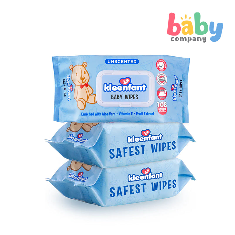 Kleenfant Unscented Baby Wipes - 35 Sheets x Pack of 3