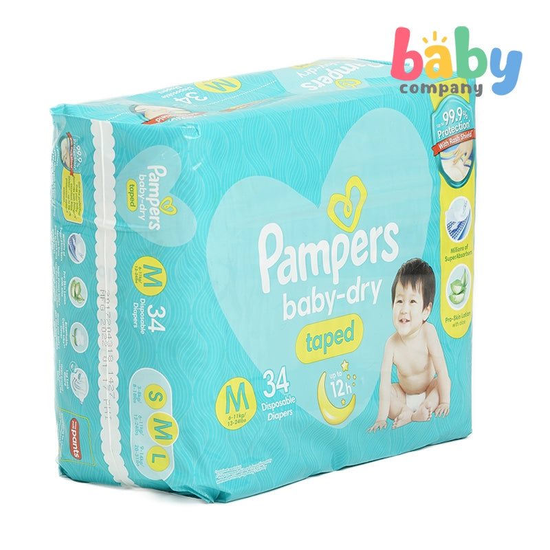 Pampers Baby Dry Taped Diapers - Jumbo Pack - Medium 34s