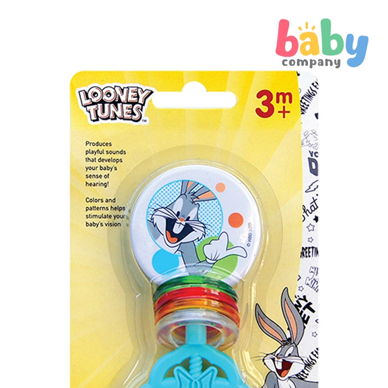 Looney Tunes Bpa-Free Baby Lollipop Ring Rattle - Blue