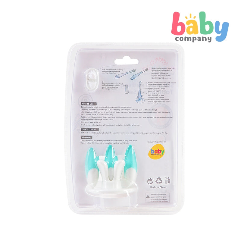 Mom & Baby Silicone Teething Toothbrush Set - Green