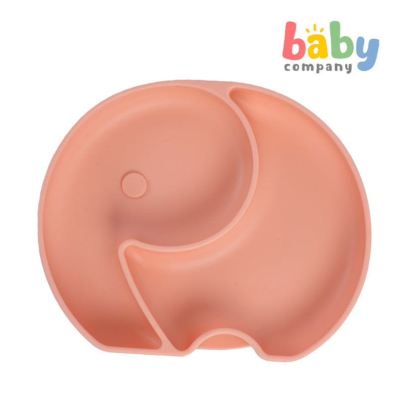 Mom & Baby Silicone Plate, Elephant - Peach