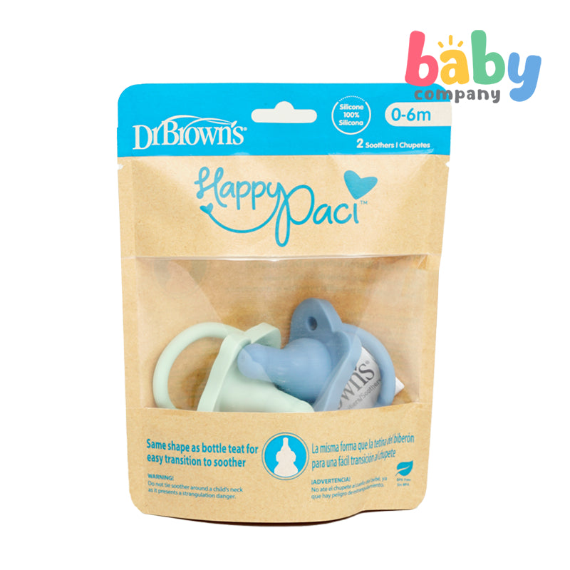 Dr Brown's One-Piece Silicone Soother 2 Pack, 0-6 months