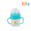 Mom & Baby Wide-Neck Feeding Bottle with Handle 4oz - Blue