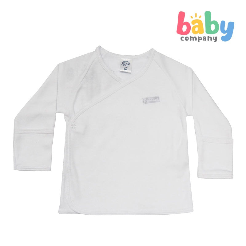 Enfant Baby Side-Snap Long-Sleeve Shirt White