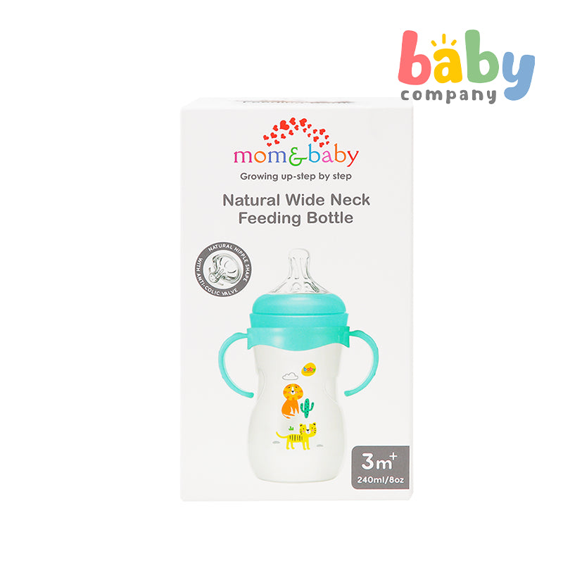 Mom & Baby Wide-Neck Feeding Bottle with Handle, 8oz  - Green