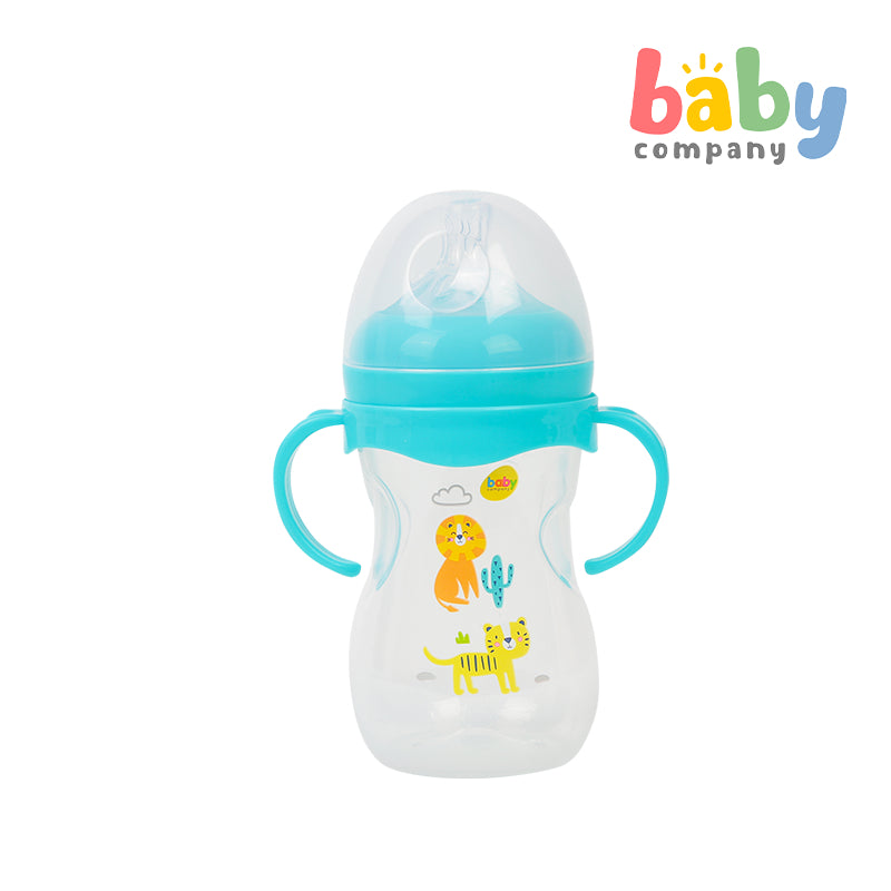 Mom & Baby Wide-Neck Feeding Bottle with Handle, 8oz  - Green