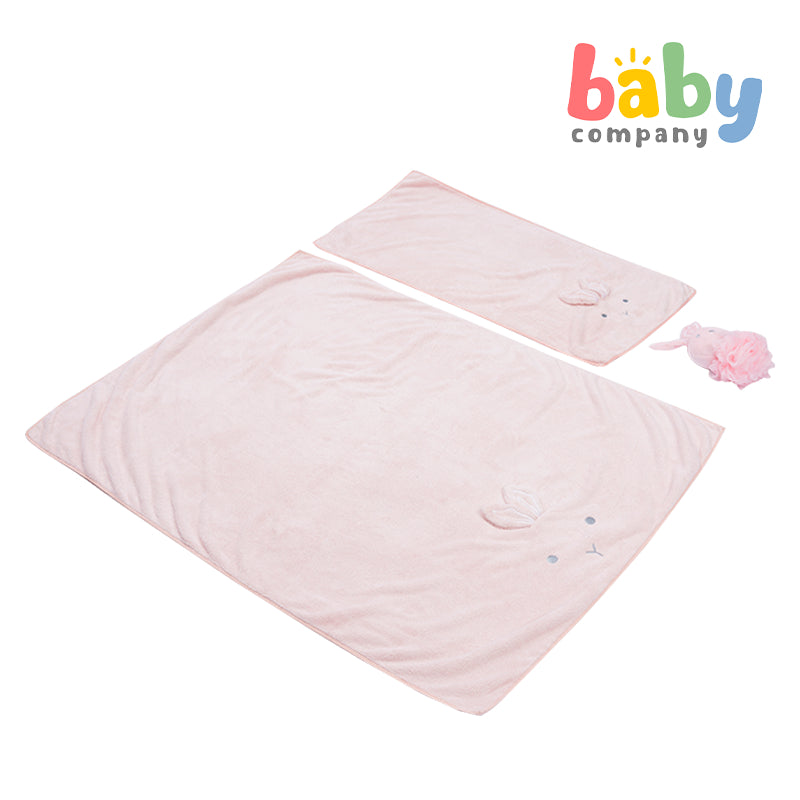 Bloom Coral 3-Piece Baby Bath Set - Pink Bunny