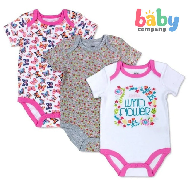 Mother's Choice 3Pcs Bodysuit Set, Little Wild Flower