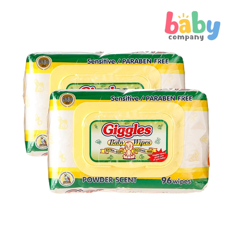 Giggles 2-Pack Baby Wipes Powder Scent