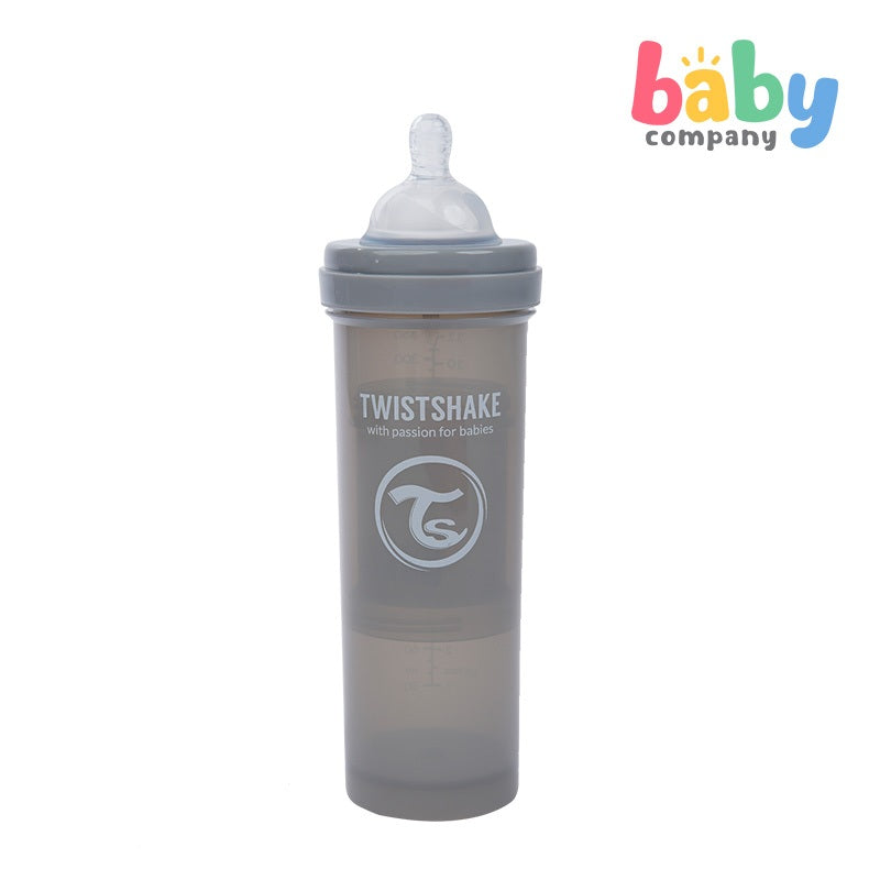 Twistshake Feeding Bottle Anti-Colic 330ml - Pastel Grey